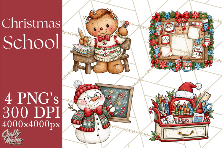 Christmas School Clipart PNG, Teacher Classroom Holiday Png