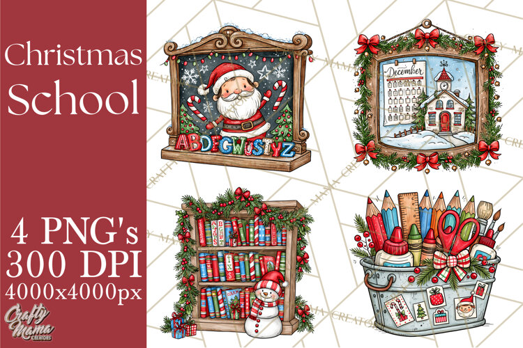 Christmas School Clipart PNG, Teacher Classroom Holiday Png example image 1