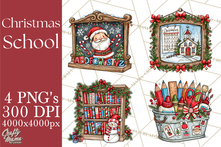 Christmas School Clipart PNG, Teacher Classroom Holiday Png