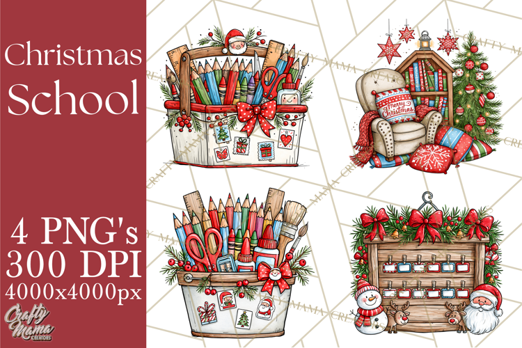 Christmas School Clipart PNG, Teacher Classroom Holiday Png