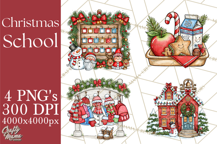Christmas School Clipart PNG, Teacher Classroom Holiday Png