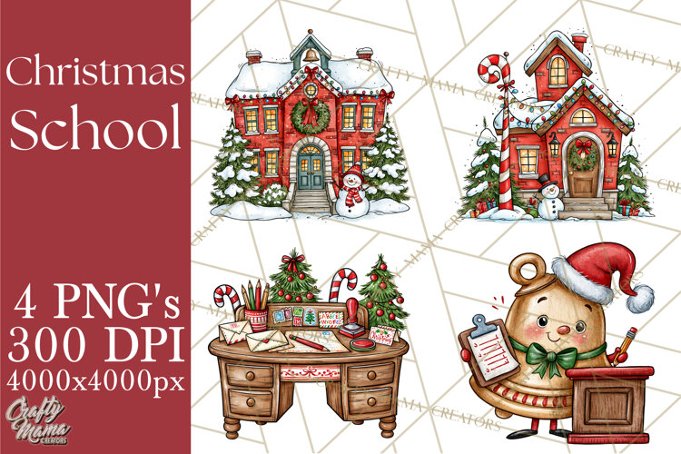 Christmas School Clipart PNG, Teacher Classroom Holiday Png example image 1