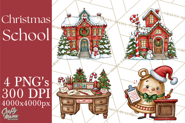 Christmas School Clipart PNG, Teacher Classroom Holiday Png