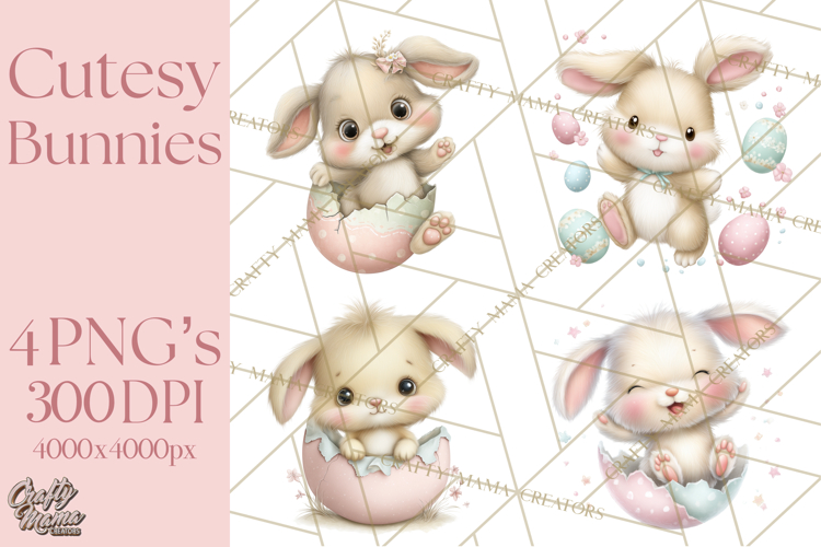 Easter Bunnies Clipart, Cute Cartoon Bunnies Png
