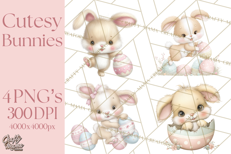 Easter Bunnies Clipart, Cute Cartoon Bunnies Png