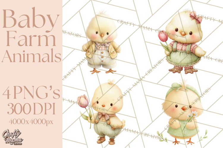 Baby Farm Animals Clipart PNG, Cute Spring Animals