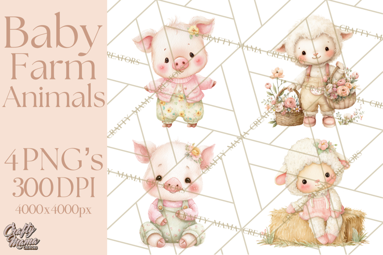 Baby Farm Animals Clipart PNG, Cute Spring Animals