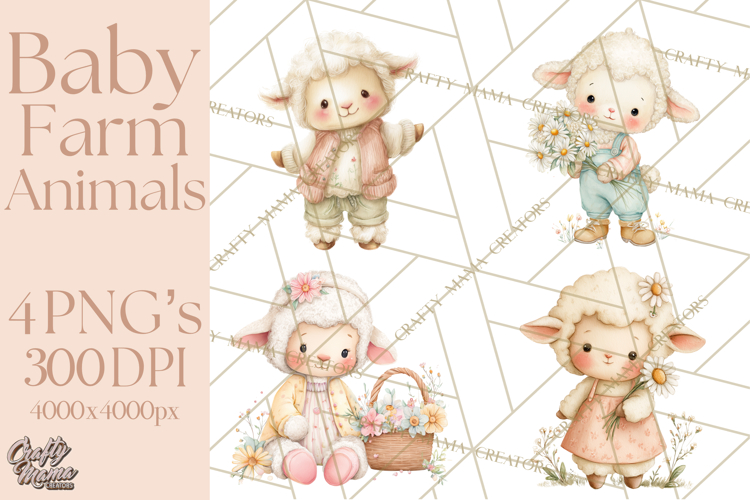 Baby Farm Animals Clipart PNG, Cute Spring Animals