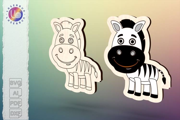 Cute zebra vector template for laser crafts, safari animal