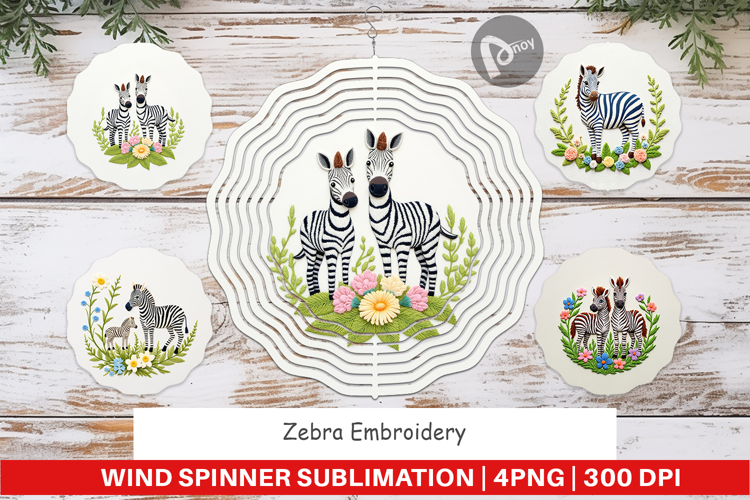 Wind Spinner Zebra Embroidery