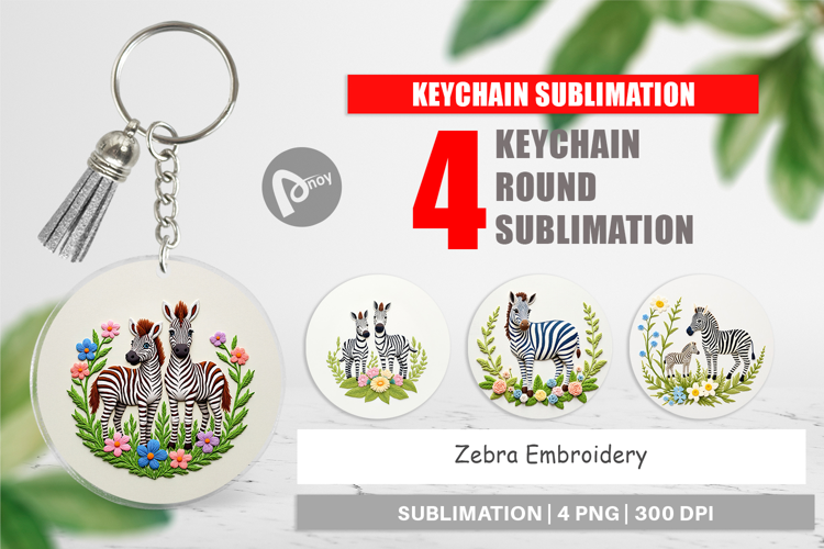 Keychain Zebra Embroidery