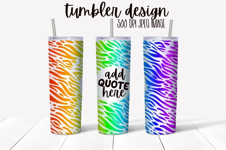 Rainbow Zebra Print Tumbler Wrap Design With Blank Space example image 1