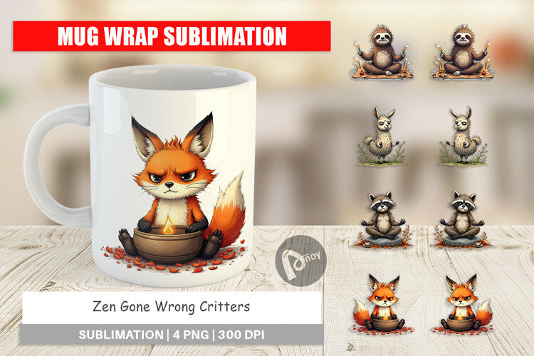 Mug Wrap Zen Fail Critters example image 1