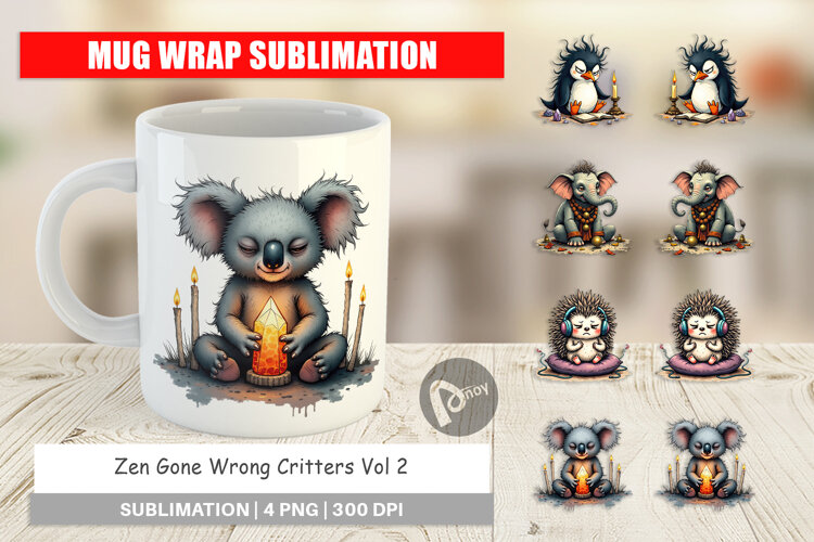 Mug Wrap Zen Fail Critters example image 1