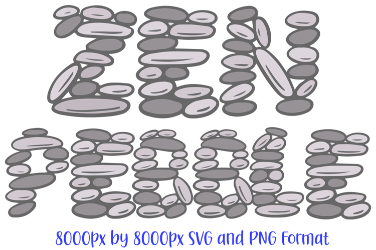 Zen Pebble Stone ABC Font Typeface Alphabet SVG PNG