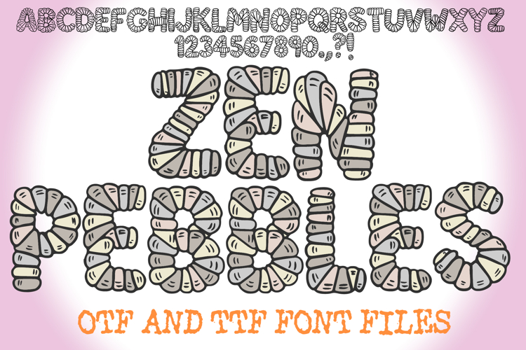 Zen Pebbles Stone Lettering ABC Font Type Balancing OTF
