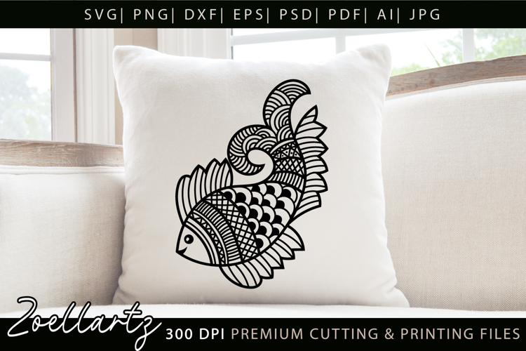 Zentangle Fish SVG PNG Mandala Fish Art Fishing Camping SVG