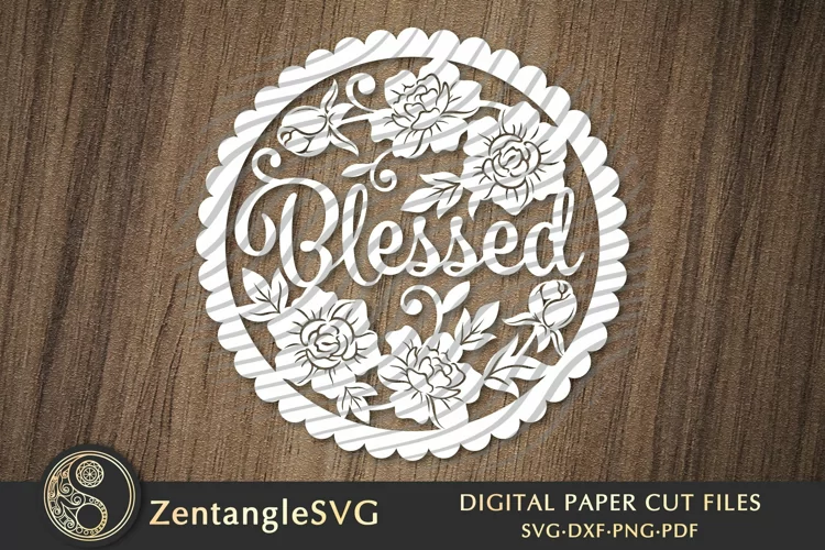Blessed SVG, Rose Wreath, Paper cutting craft, Paper cut SVG