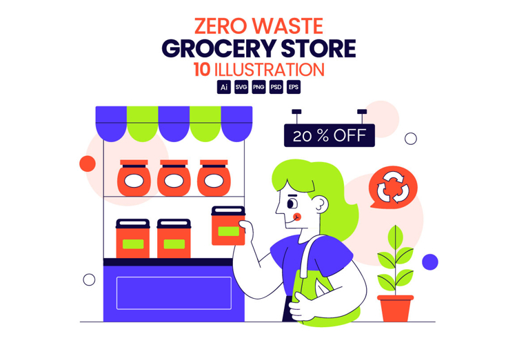 10 Zero Waste Grocery Store Illustration example image 1