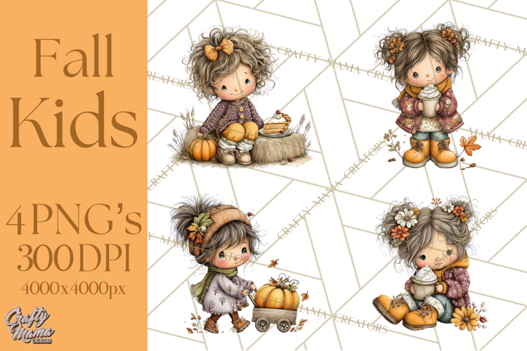 Fall Kids Clipart, Cozy Autumn Children PNG