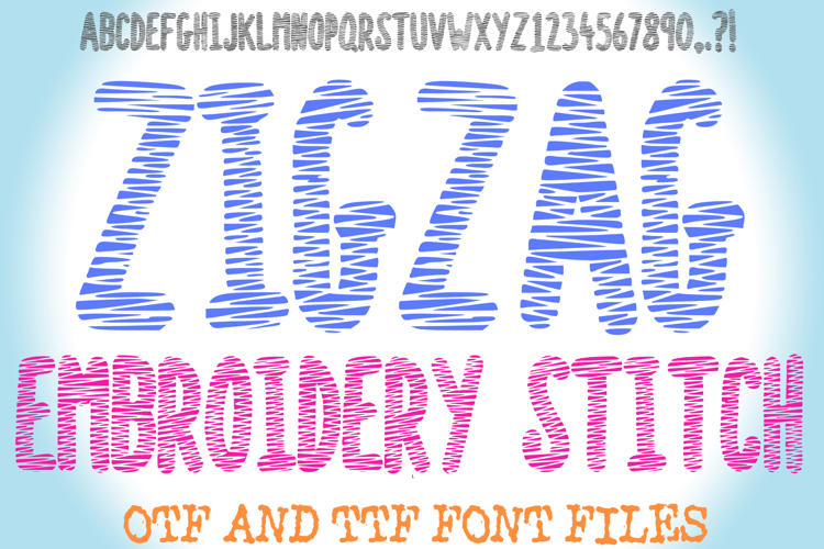 Zigzag Embroidery Stitch Lettering ABC Font Sewing Type