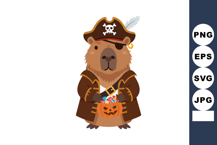 capybara bear dressed in costume holding Halloween pumpkin b
