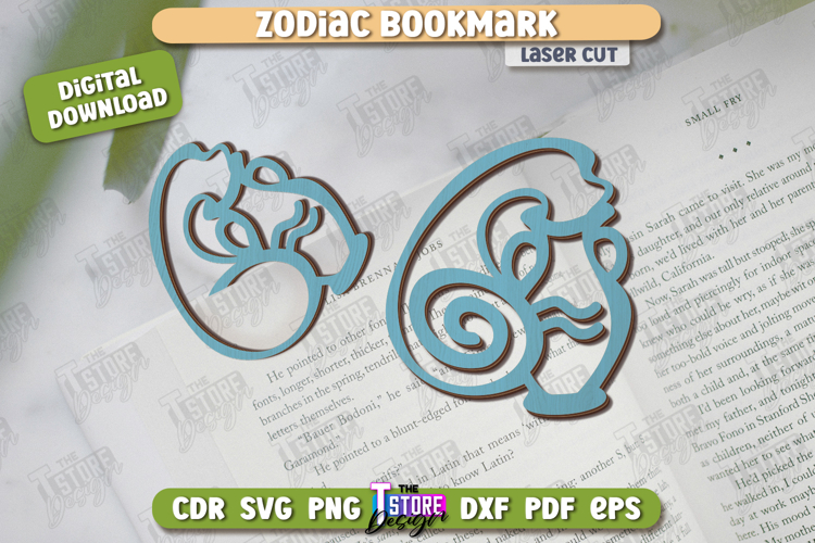 Zodiac Bookmark Laser Cut | Aquarius | Astrology | CNC File