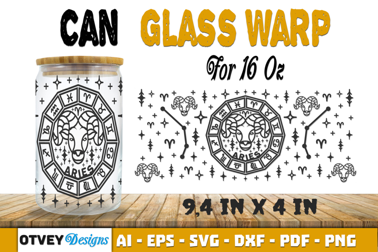 Zodiac Can Glass 16 Oz Libbey Wrap SVG