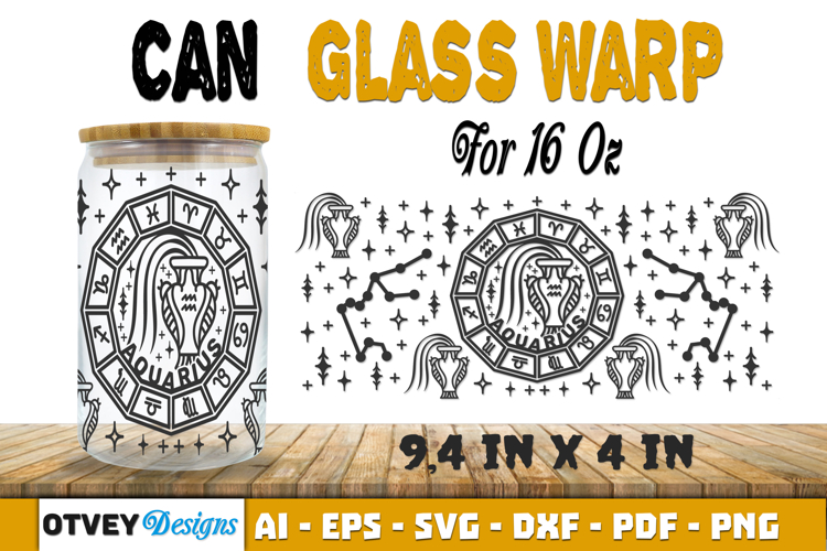 Zodiac Can Glass 16 Oz Libbey Wrap SVG