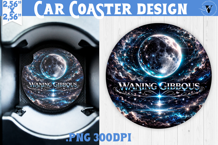 Waning Gibbous Moon Car coaster | Moon Phase Design