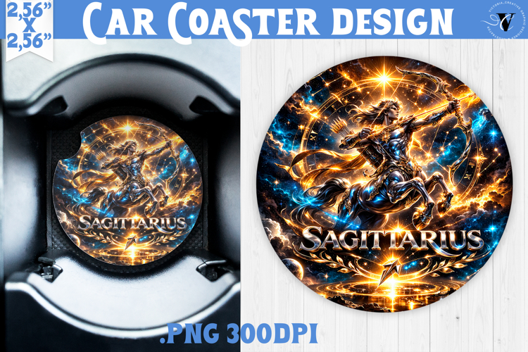 Sagittarius Car coaster | Galactic Metallic Zodiac