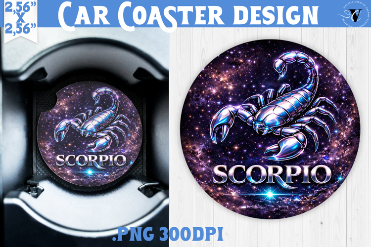 Scorpio Car coaster | Galactic Metallic Zodiac