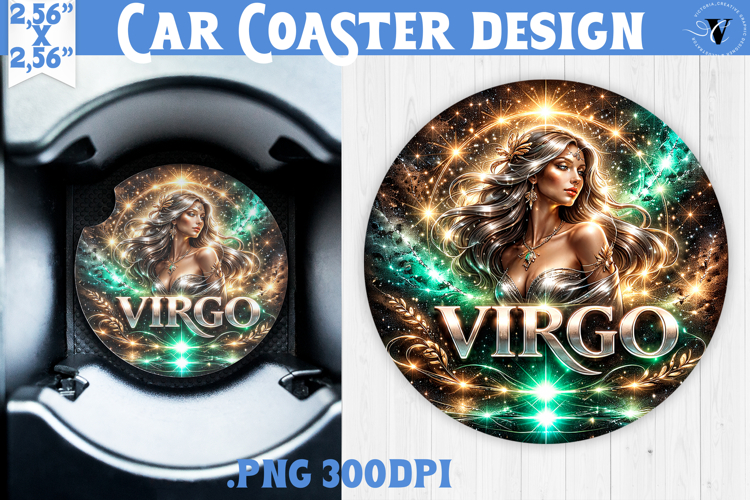Virgo Car coaster | Galactic Metallic Zodiac