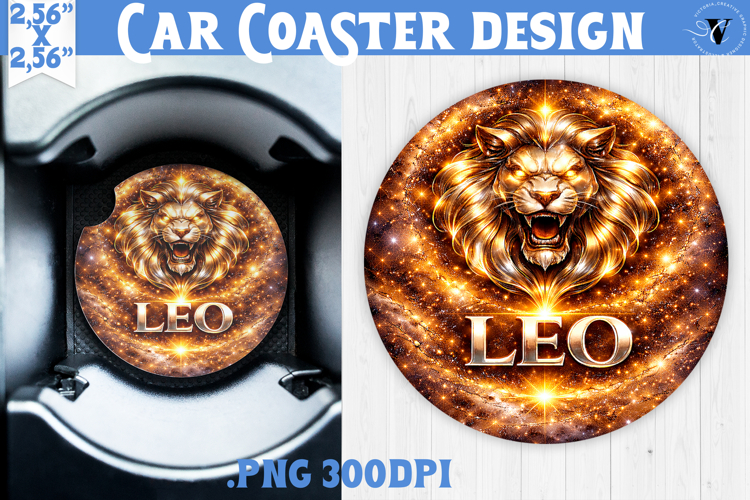 Leo Car coaster | Galactic Metallic Zodiac