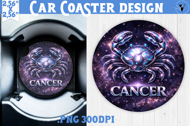 Cancer Car coaster | Galactic Metallic Zodiac