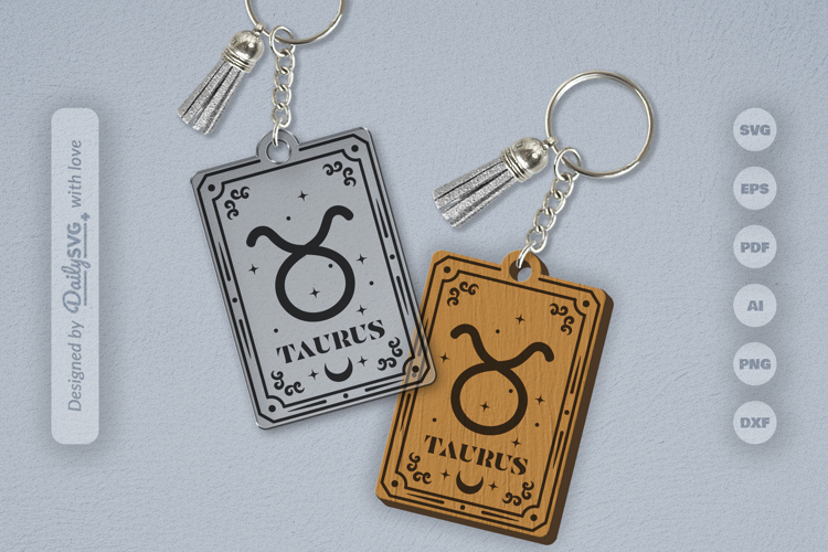 Taurus Zodiac Keychain Laser Cut SVG