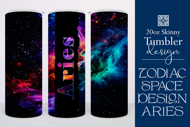 Zodiac Tumbler Wrap, Astrology Tumbler Wrap, Space Aries