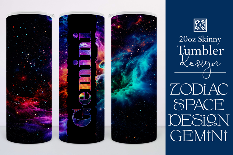 Zodiac Tumbler Wrap, Astrology Tumbler Wrap, Space Gemini