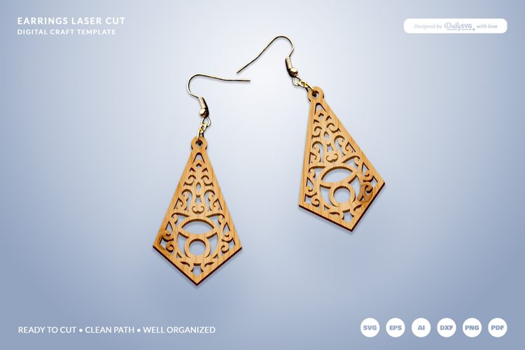 Decorative Zodiac Laser Cut - Taurus Dangle Earrings