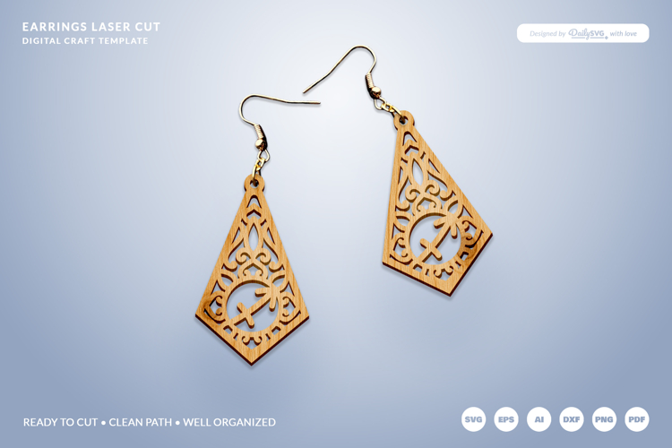 Decorative Zodiac Laser Cut - Sagittarius Dangle Earrings