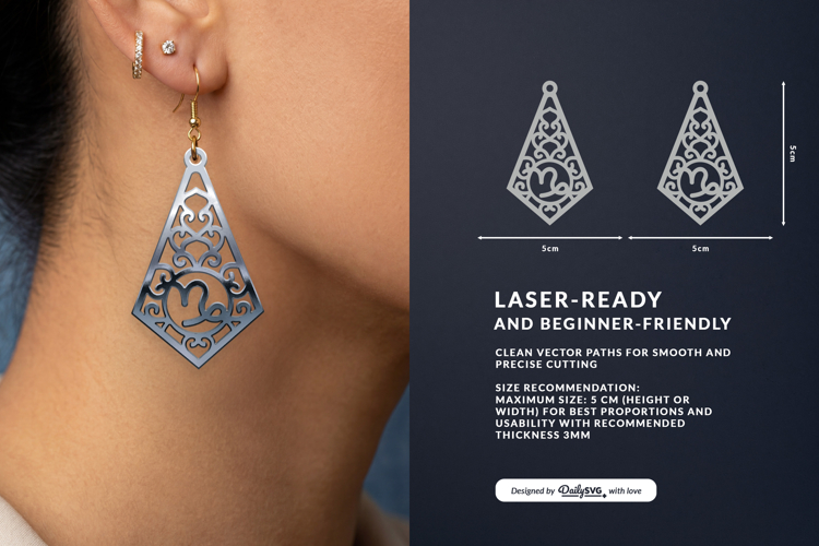 Decorative Zodiac Laser Cut - Capricorn Dangle Earrings