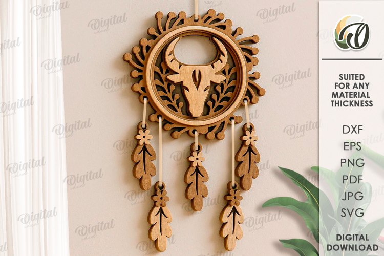 Zodiac Sign Dream Catcher Laser Cut. Taurus SVG