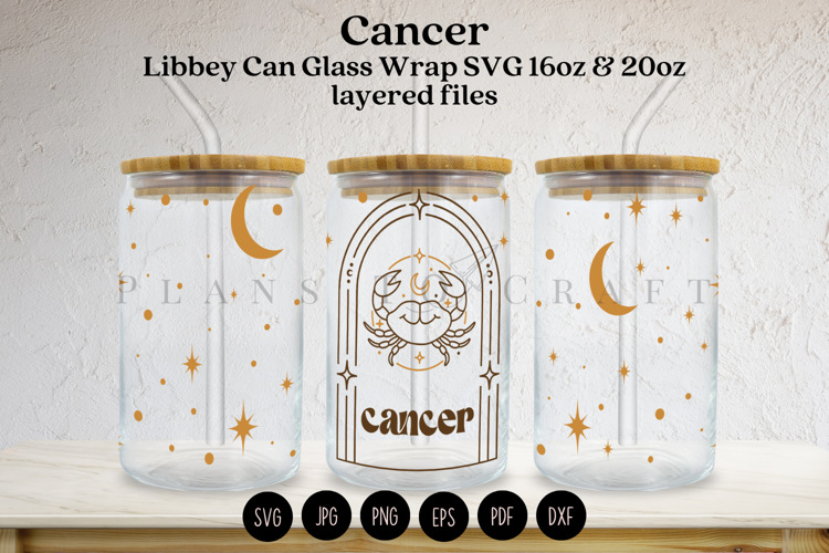 Zodiac Glass Can Wrap SVG | Celestial Libbey Design