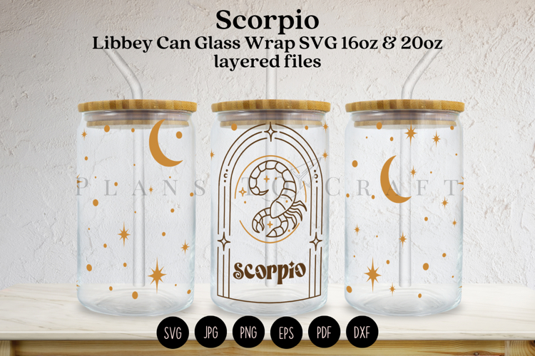 Zodiac Glass Can Wrap SVG | Celestial Libbey Design