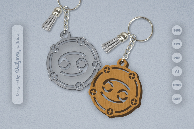 Cancer Zodiac Keychain Laser Cut SVG