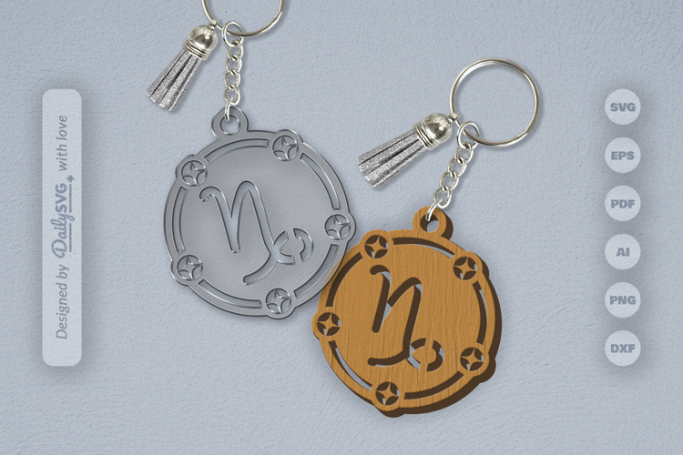 Capricorn Zodiac Keychain Laser Cut SVG
