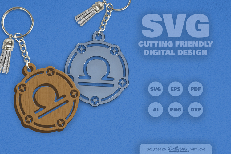 Libra Zodiac Keychain Laser Cut SVG