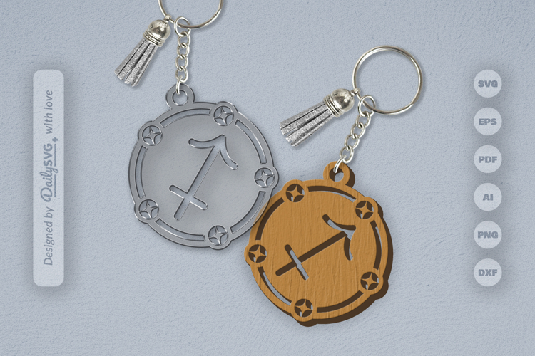 Sagittarius Zodiac Keychain Laser Cut SVG