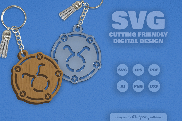 Taurus Zodiac Keychain Laser Cut SVG