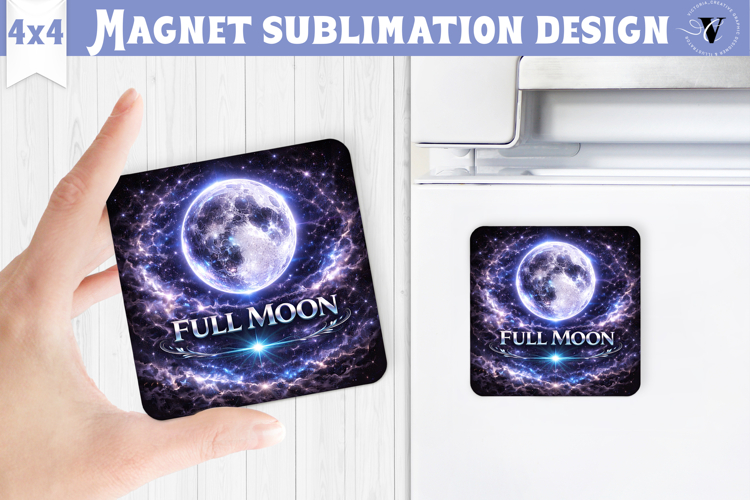 Full Moon Square Magnet | Moon Phase Design